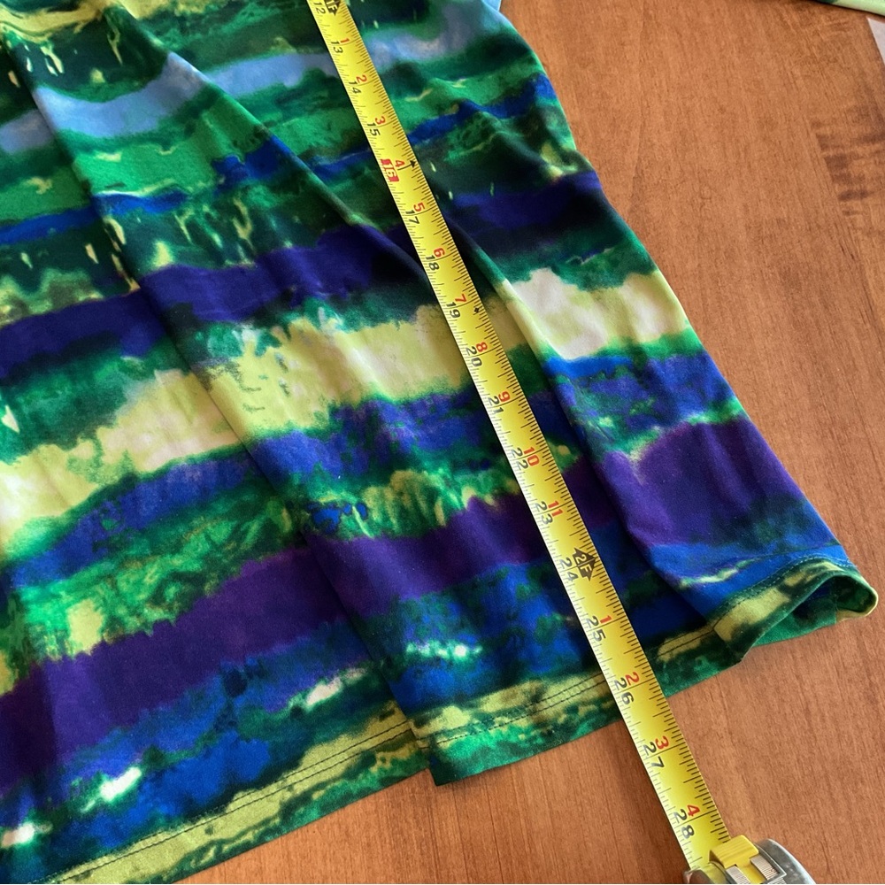 Susan Graver  Striped V-Neck Top in Green, Blue & Purple XL - Picture 6 of 6